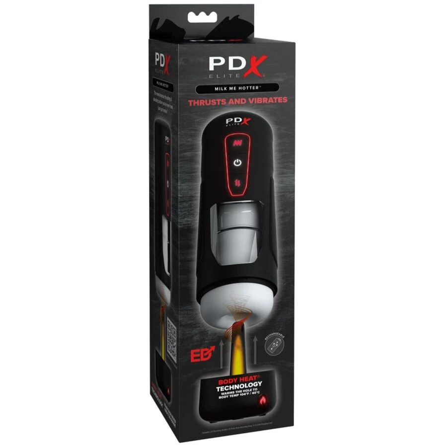 PDX ELITE - MASTURBATORE AUTOMATICO MILK ME HOTTER CON VIBRAZIONE A SPINTA E EFFETTO CALORE
